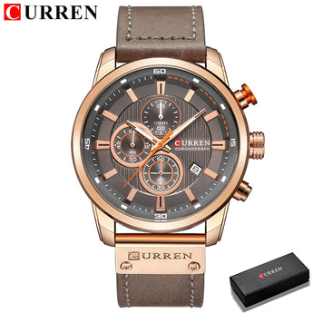 CURREN Brand Watch Men Leather Sports Watches Men&#39;s Army Military Quartz Wristwatch Chronograph Male Clock Relogio Masculino