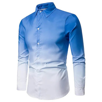 Men's Long Sleeve Basic Gradient Daily Casual Shirt Classic Design Button Down Shirt Fashion Slim Fit Shirt XS-8XL