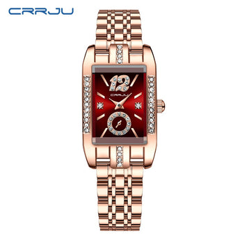 Swiss Brand CRRJU Women Watch Stainless Steel Mesh Rose Gold Simple Waterproof Luminous Ladies Watches Luxury Quartz Elegant