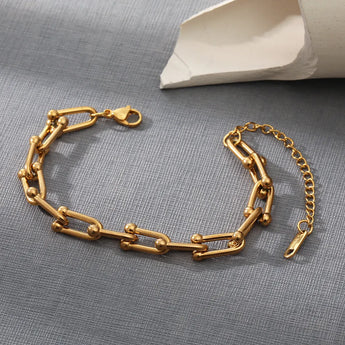 High-Quality Niche Trend Waterproof And Anti-Fading 18K Real Gold-Plated Stainless Steel Ladies Chain Bracelet 2022 New