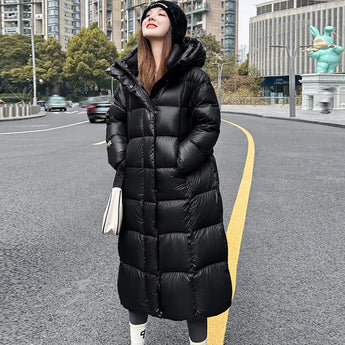 Women's Down Jacket Long Ultra-thick Parkas Black Hooded Warm Coats Winter Jackets for Women 2023 Lightweight Puffer Coats