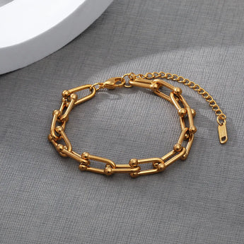 High-Quality Niche Trend Waterproof And Anti-Fading 18K Real Gold-Plated Stainless Steel Ladies Chain Bracelet 2022 New