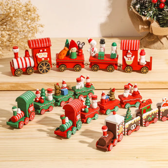 Wooden/Plastic Train Christmas Ornament Merry Christmas Decoration For Home 2023 Xmas Gifts Noel Natal Navidad New Year 2024