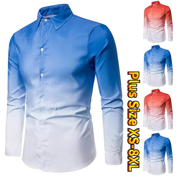 Men's Long Sleeve Basic Gradient Daily Casual Shirt Classic Design Button Down Shirt Fashion Slim Fit Shirt XS-8XL