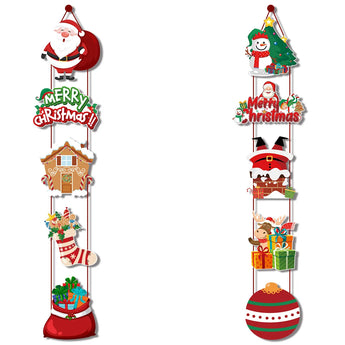 Merry Christmas Door Hanging Banner Santa Claus Snowman Couplet Xmas Hanging Decoration for Home Yard Front Door Navidad