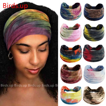 2022 Tie Dye Wye Geknoopte Hoofbande vir Vroue Vintage Tulband Hoofdraad Meisies Haarbande Toebehore Elastiese Bandanas Hoofdoek