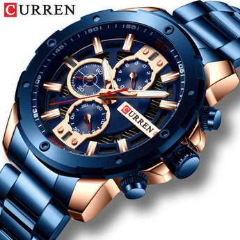 CURREN hombres relojes de acero inoxidable banda de cuarzo reloj cronógrafo militar reloj de hombre de moda reloj deportivo impermeable 8336