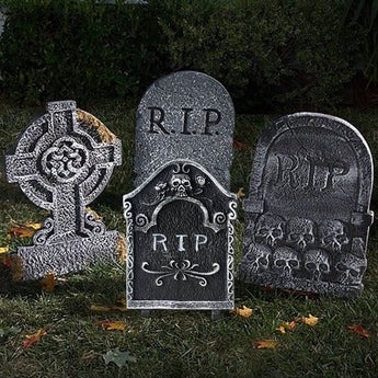 Halloween decoration Fake Skull Tombstone Halloween party decoration for haunted house Graveyone RIP Cemetery