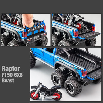 Speelgoedmotor 1/28 Ford Raptor F 150 Bakkie Allooi Gegiet en Metaal Gemodifiseerde Veldvoertuie Modelmotor of d Simulasie Kinderspeelgoedgeskenk