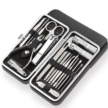 Qmake 19 in 1 Stainless Steel Manicure set Professional Nail clipper Kit of Pedicure Tools Ingrown ToeNail Trimmer