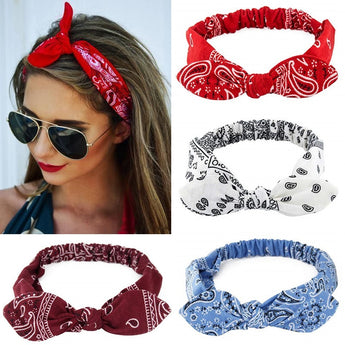 Nuwe Boho Dames Sagte Soliede Druk Hoofbande Vintage Kruisknoop Elastiese Haarbande Tulband Bandanas Meisies Haarbande Haarbykomstighede