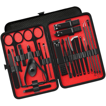 Supper Complete 25 Pieces Manicure Set Nail Kit Art Tools Toenail Pedicure Care Ingrown Trimmer Clipper Professional