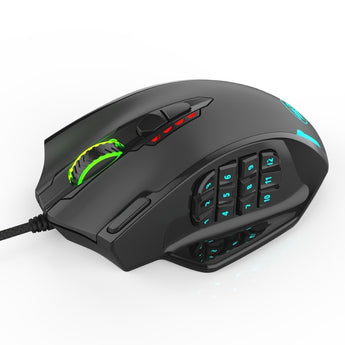 Redragon M908 Wired Laser Gaming Mouse, 12400 DPI, with 19 Programmable Buttons and RGB LED, High Precision for MMO