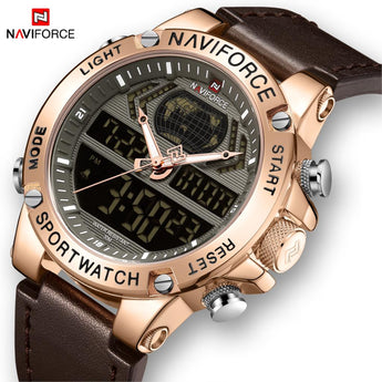 NAVIFORCE New Men Watch Top Luxury Brand Leather Waterproof Sport Men Watches Quartz Analog Digital Watch Male Relogio Masculino