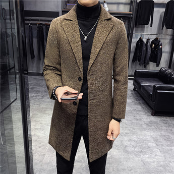 Mens Jacket Autumn Winter Fashion 2019 Long wool trench coat Korean version Slim coat