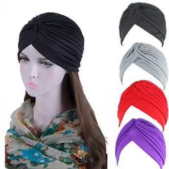 2019 Bandanas Vroue Rekbare Tulband Moslem Hoed Kopband Skerring Vroulike Chemo Hijab Geknoopte Indiese Pet Volwasse Hoof Wrap vir Vroue