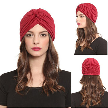 2019 Bandanas Women Stretchy Turban Muslim Hat Headband Warp Female Chemo Hijab Knotted Indian Cap Adult Head Wrap for Women