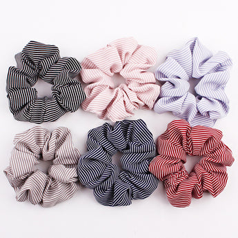 Scrunchies Hair Rope Dot Stripe Grid Fabric Scrunchies Hair Accessories For Women Elastic Hair Bands Girls Elegant Ponytail Hair