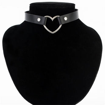 Meajoe Trendy Sexy Punk Gotiese leer Hart Gesaaide Choker Halssnoer Vintage Charm Ronde Kraag Halssnoere Vroue Juweliersware Geskenk 