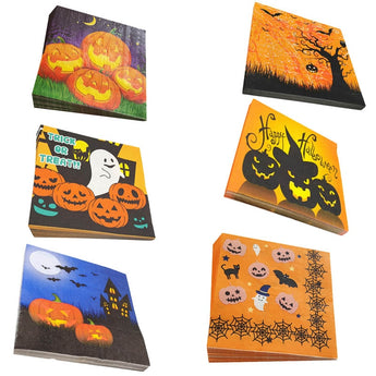 Home Halloween decoration Paper napkins Pumpkin Witch of ghost tissue Happy Halloween Eve Supplies led light33 * 33cm