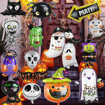 Halloween Paper Balloon Pumpkin Cat Spider Ghost Bat Inflatable Balloon Halloween Decorations Supplies