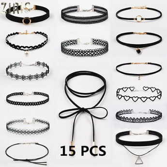 ZIRIS Choker Ketting Swart Kant Fluweel strook vrou Kraag Partytjie Juweliersware Nek bykomstighede chokers handgemaakte Ketting Ketting 