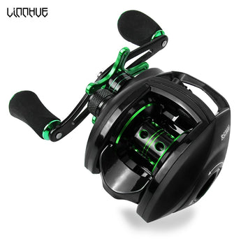 LINNHUE Best Baitcasting Reel 8.1:1 12+1BB Bass Fishing Reel 8KG Max Drag Left Right Hand Reel Reinforced Nylon Body White Bass