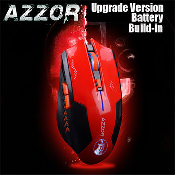 AZZOR Rechargeable Wireless Mouse Mute Butto Gaming Mice 2400 DPI 2.4G FPS Gamer Lithium Battery Build-in For PC Laptop Computer