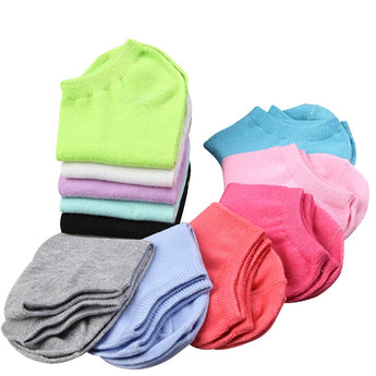 Urgot 10pcs=5pairs/lot Women Cotton Socks Summer Autumn Cute Candy Color Boat Ankle Socks Women's Thin Sock Slippers Girls Meias