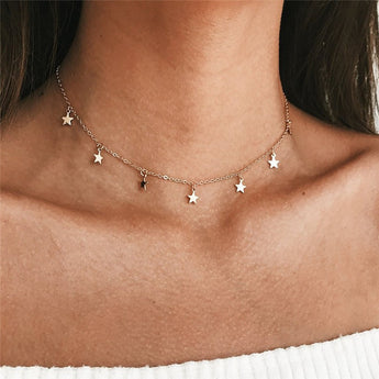 Ster Halssnoer Vroue Choker Kolye Goud Silwer Maan Kettings Boho Hangers Collier Femme Chain Collares de moda 2019 G2 