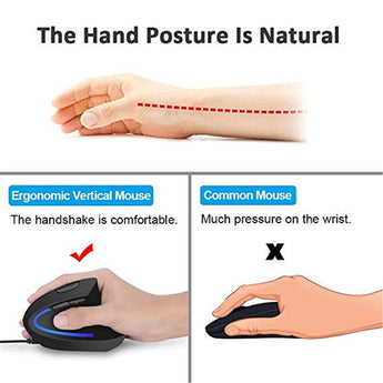 Vertical Mouse 800/1200/2000 3200 DPI Computer Wired Mause Wrist Rest Protection USB Optical Ergonomic Colorful LED Mice For PC