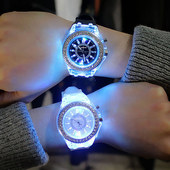 gelei Flash Luminous Watch Persoonlikheidstendense studente liefhebbers jellies vrou mans horlosies 7 kleur lig Polshorlosie 