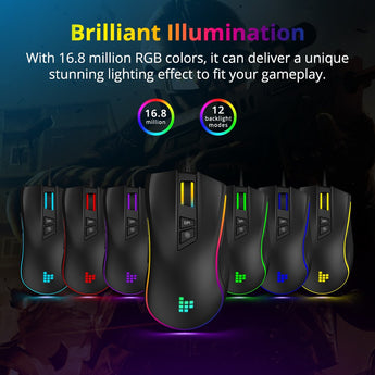 Tronsmart TG007 Wired Gaming Mouse Gamer Computer Mouse with 16.8 Million RGB,9 Programmable Buttons,7200 DPI & Sniper Button