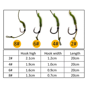 MNFT 20Pcs Carp Fishing Rig Teflon Hook Link Ready Made Combination Ready Tied Hair Carp Chod Barbel Rigs Made Fishing Tackle