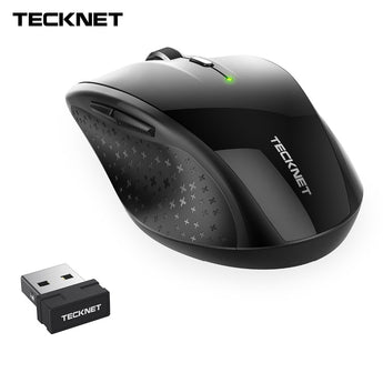 TeckNet Alpha Ergonomic Mice 2.4GHz Wireless Mouse Silent Button with USB Nano Receiver for Laptop Computer 3000/2000/1600/1200