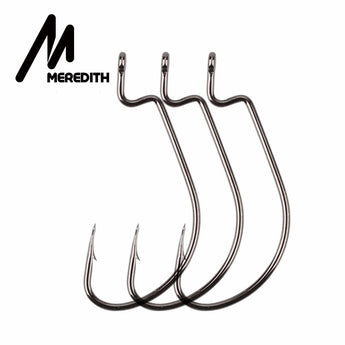 MEREDITH 50pcs/lot Fishing Soft Worm Hooks High Carbon Steel Wide Super Lock Fishhooks Lure Softjerk Hooks 8#-5/0 Fishing Tackle