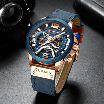 Reloj de hombre Curren con correa de cuero y acero inoxidable