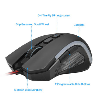 Redragon USB Gaming Mouse 7200 DPI 8 buttons ergonomic design for desktop computer accessories programmable Mice gamer lol PC