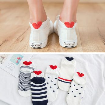 5Pairs New Arrivl Women Cotton Socks Pink Cute Cat Ankle Socks Short Socks Casual Animal Ear Red Heart Gril Socks 35-40