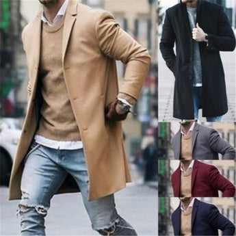 Winter wool men's coat Long sleeve jacket with buttons Long long jacket 2019