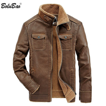 Winter Men Bomber Jackets 2019 Fashion brand Men leather Motorcycle coats for men Clothing BOLUBAO