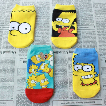 Dreamlikelin 1 Pair Funny Women Children Socks Cute Happy Cotton Socks Simpsons Family Novelty Spring Autumn Short Ankle Sokken