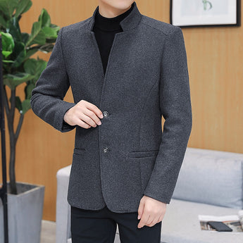 Slim wool coat for men fashion youth stand collar wool coat for men 2019 winter new