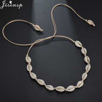 Jisensp Natuurlike Somer Strand Shell Choker Halssnoer Eenvoudige Boheemse Seeskil Ketting Juweliersware vir Vroue Meisies Verjaarsdaggeskenk 