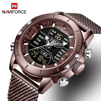 2019 NAVIFORCE Analog Digital Watches Men Luxury Brand Stainless Steel Sports Men's Watches Digital Waterproof Man Watch Sport