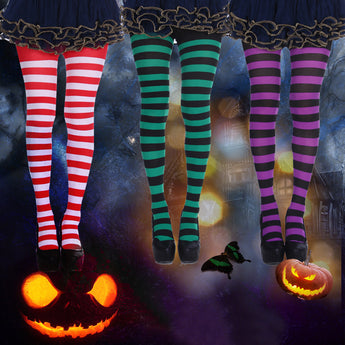 long striped tights Halloween girls for girls ghost party fashion shiny stockings