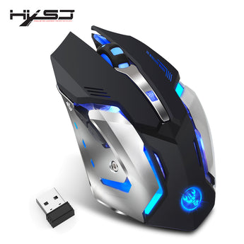 HXSJ M10 Wireless Gaming Muis 2400dpi Herlaaibare 7 kleur Agterlig Asemhaling Comfort Gamer Muise vir rekenaar lessenaar skootrekenaar 