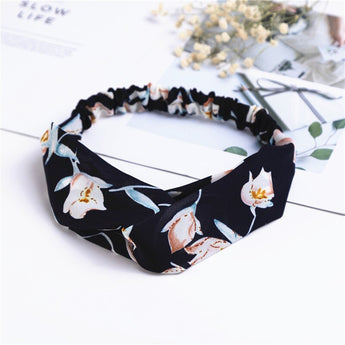 Summer Chiffon Headband Women Hair Accessories Turban Twist Cross Hairband Headwrap Girls Flower Striped Knot Hair Band