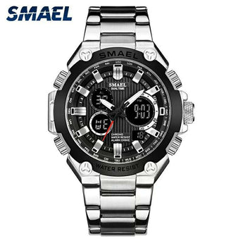 Mens Watches SMAEL Luxury Quartz Wristwatch Male Clock Waterproof Casual Business Chronograph Dual Display Sport Watch Men 1363