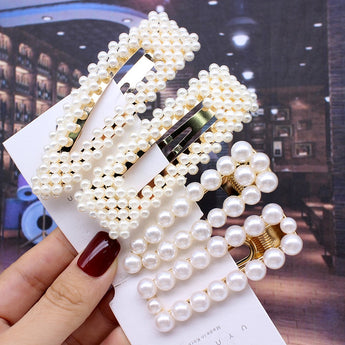 2019 Fashion Woman Hair Accessories Pearl Hair Clip Pin Metal Geometric Alloy Hairband Barrettes Hairgrip Barrette Girls Holder